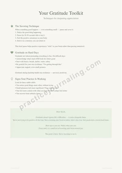 Letter to Self gratitude template