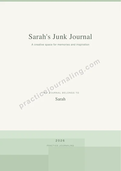 Junk Journal cover page with creative design personalized for Sarah