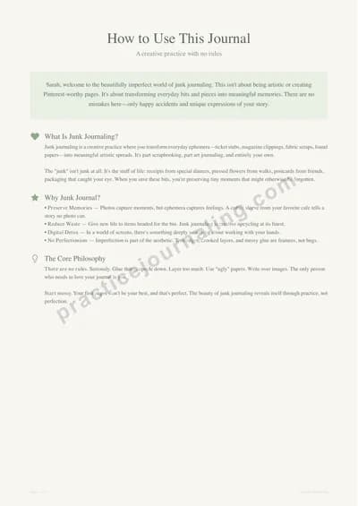 How to use your Junk Journal guide