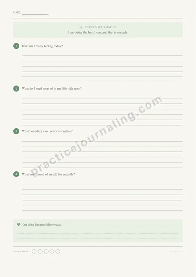 Daily mental health check-in page