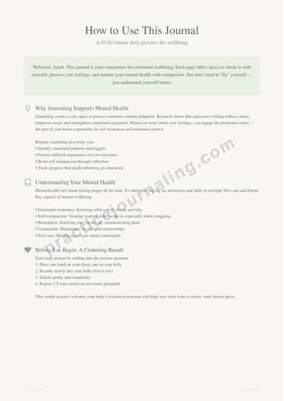 How to use your Mental Health Journal guide