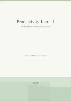 Productivity Journal cover page with clean design personalized for Sarah