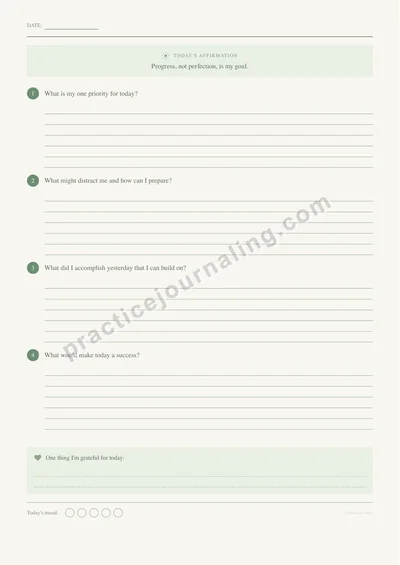 Daily productivity planning page