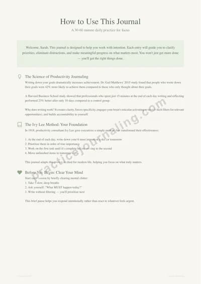 How to use your Productivity Journal guide