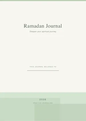 Ramadan Journal cover page with elegant Islamic design personalized for Sarah