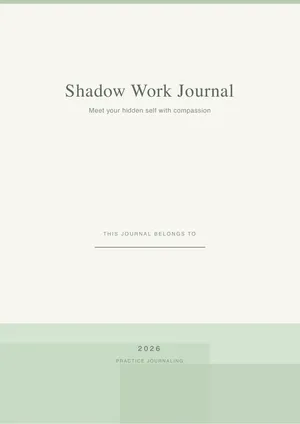 Shadow Work Journal cover page featuring elegant serene design personalized for Sarah