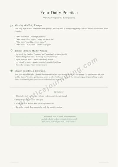 Projection Mirror exercise page for identifying unconscious patterns